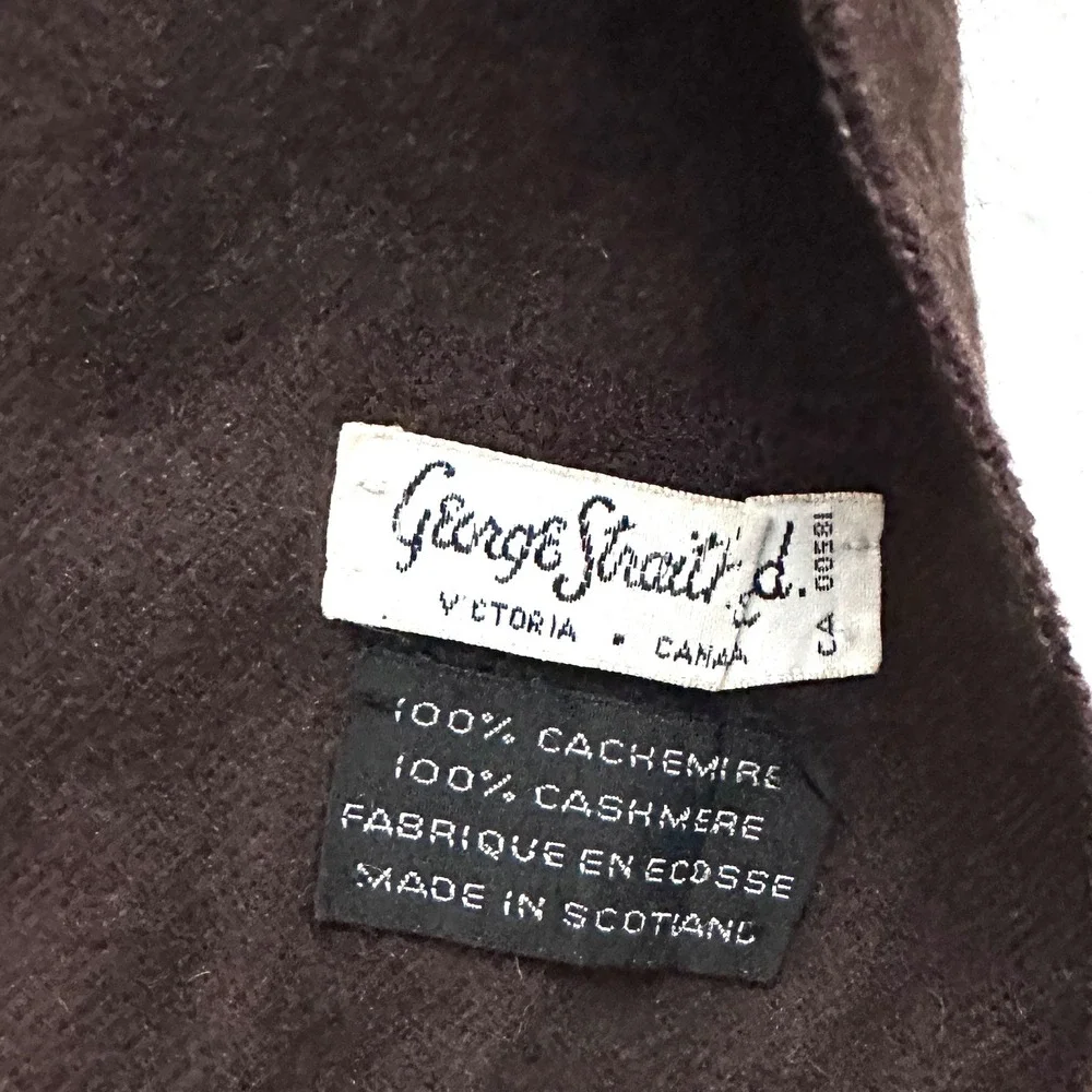 George Straith 1960s 100% Cashmere Scarf Made in Scotland Fringed Vintage Brown